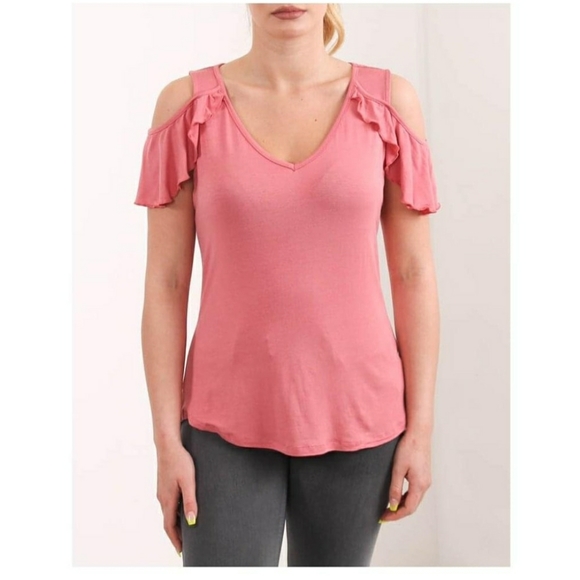 DEX Cold-Shoulder Ruffle-Sleeve Top - Picture 2 of 5